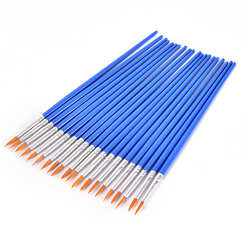 

New 10Pcs Nylon Hair Artist Paint Brush Acrylic Watercolor Round Fine Hand Point Tip