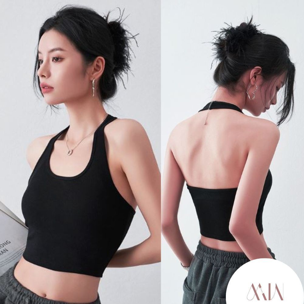 GK TANK TOP CROP TOP ATASAN WANITA TANPA LENGAN TENGTOP SEXY U-NECK HALTER
