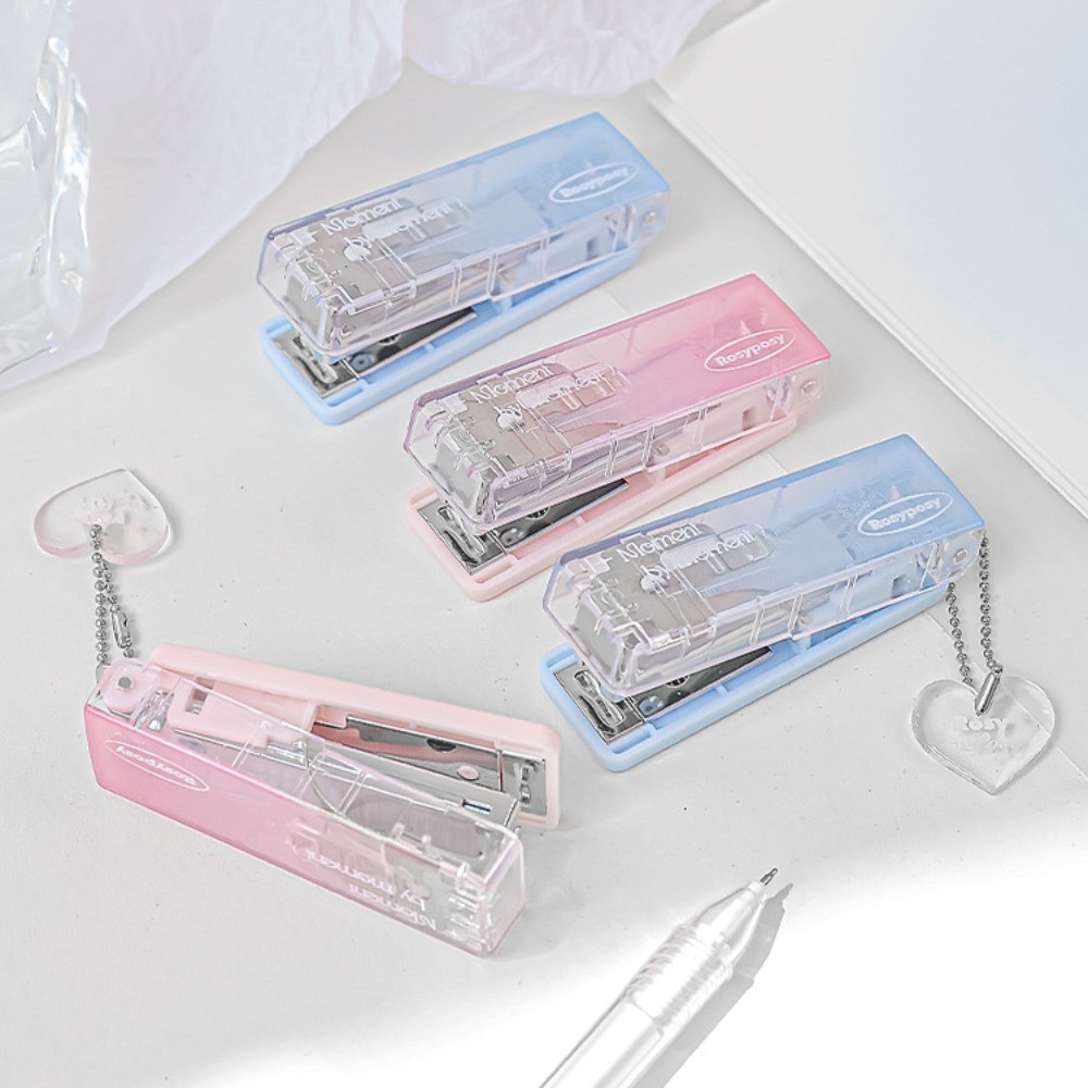 

Bookbinding Tool Transparent Mini Stapler Lightweight Clamp Stapler Gradient Stapler Creative Portable Mini Stapler Simplicity