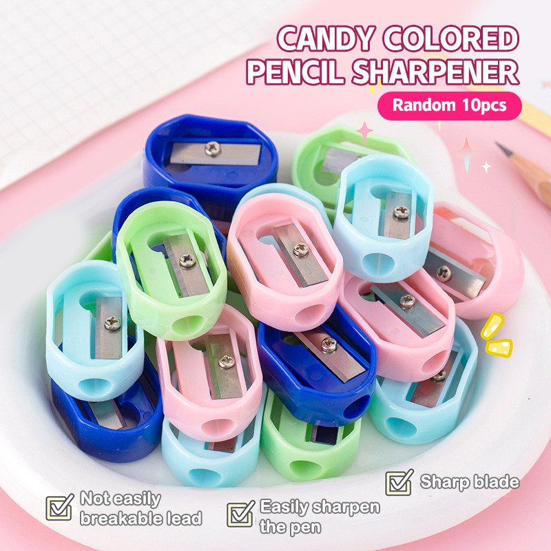 10Pcs Children Manual Pencil Sharpener Candy Color Pencil Sharpener Reusable Portable Mini Pencil Sh