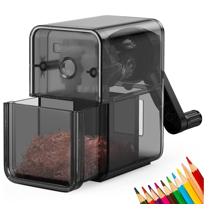 

Pencil Sharpener Black, Manual Pencil Sharpener with Stronger Helical Blade to Fast SharpenIdeal for No.2/Colored/Art Pencils