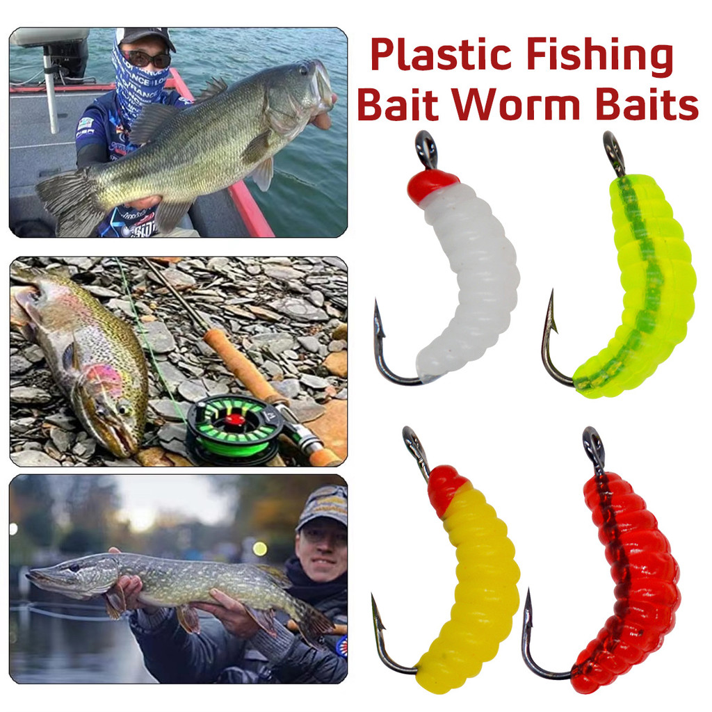 Umpan Soft Lure Silikon dengan Kail 30Pcs/Set Umpan Pancing Cacing Tiruan Soft Lure Berkait Fishing 