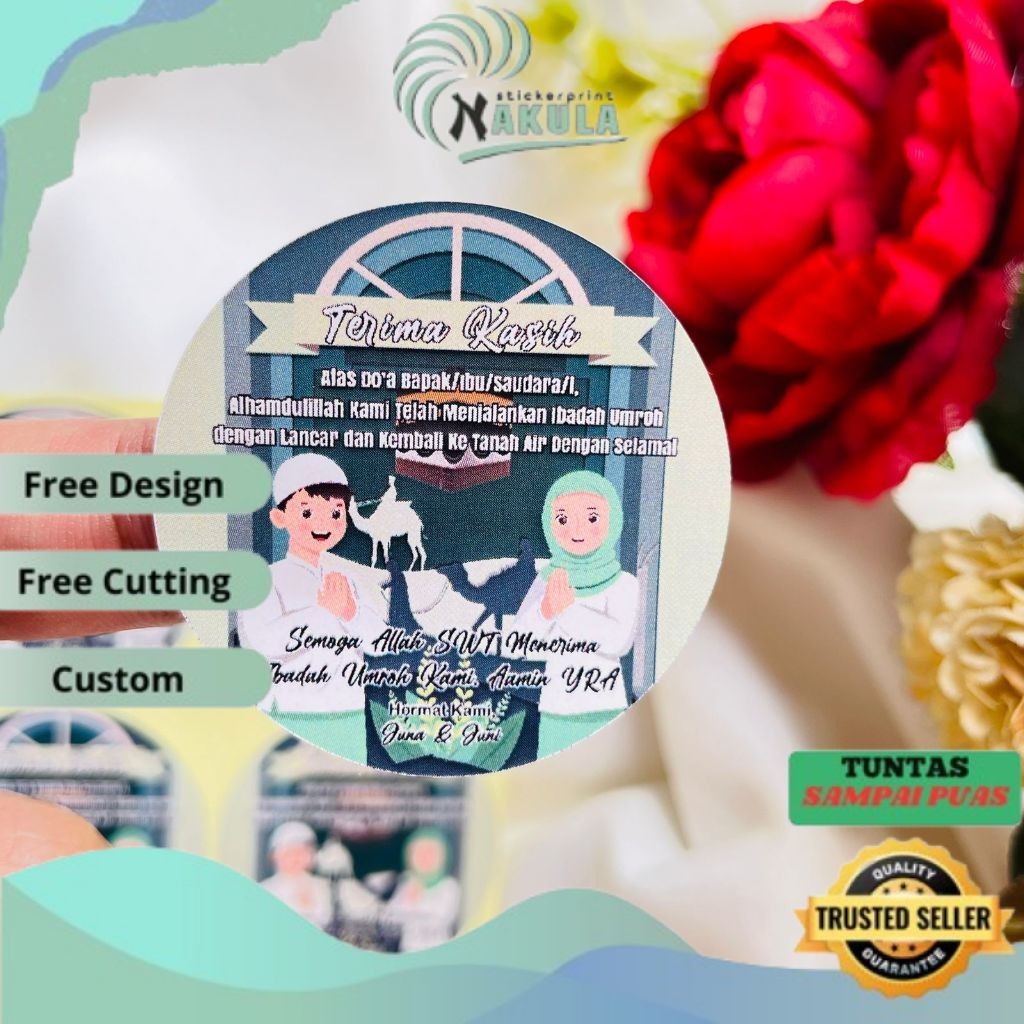 

NKL 5-8 Stiker Gift Umroh Chromo Bulat Sticker Label Souvenir Naik Haji Free Desain Uk.Sedang