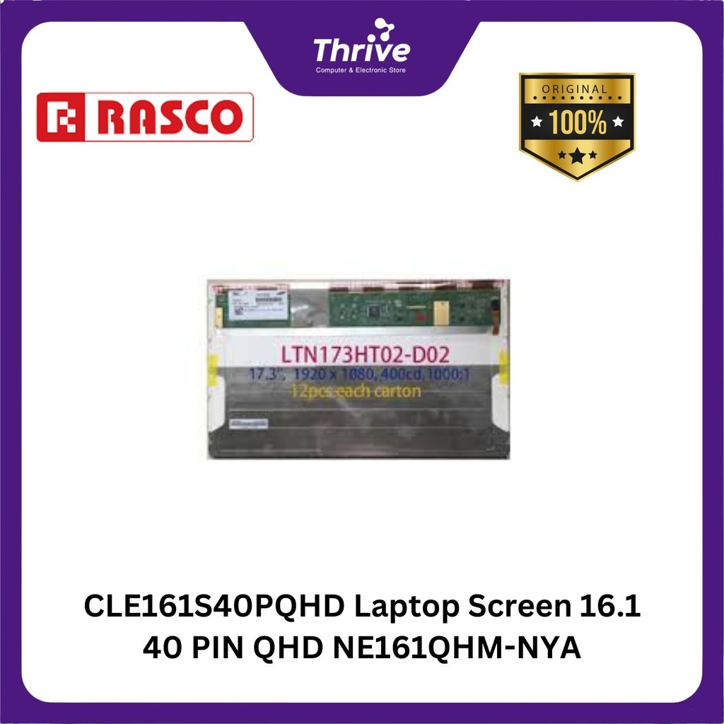 CLE161S40PQHD Laptop Screen 16.1 40 PIN QHD NE161QHM-NYA