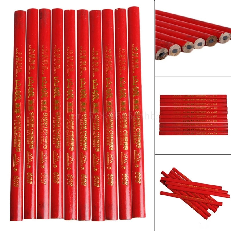 

10pcs carpenter's pencil thick core black pen special marking pen DIY with scale carpenter's tool pen stationery marking pen