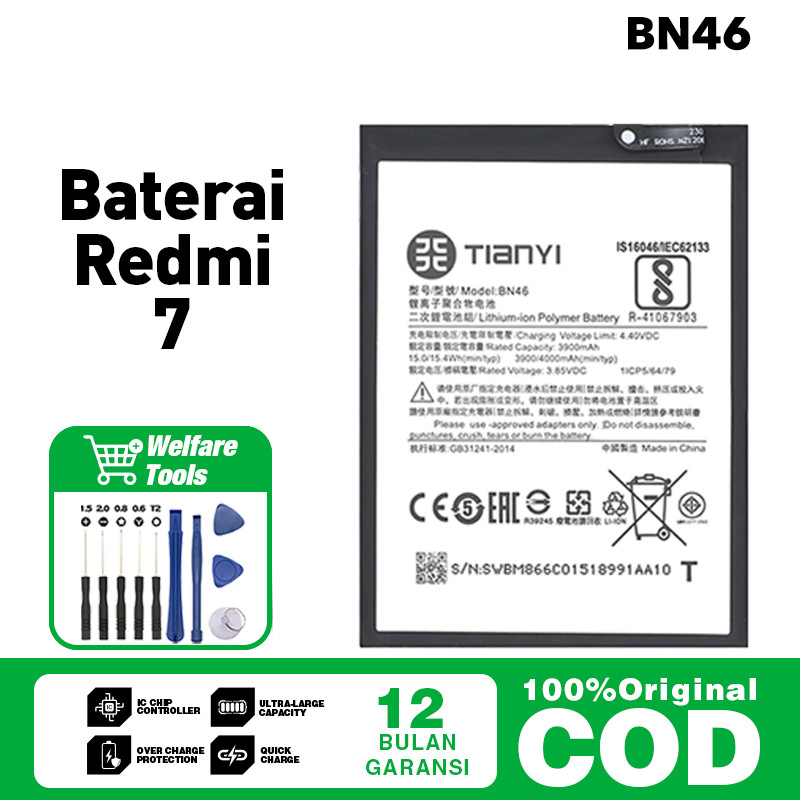Original Phone Baterai Redmi 7 Battery For Redmi BN46 Baterai hp Safe Durable Fast Charging Batre be