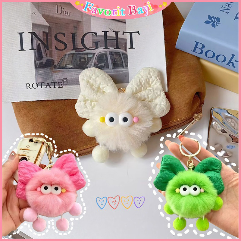 Gantungan kunci bulu lucu gemes buat di tas kunci Key chain motor mobil Kelinci Bulu Ornamen Boneka 