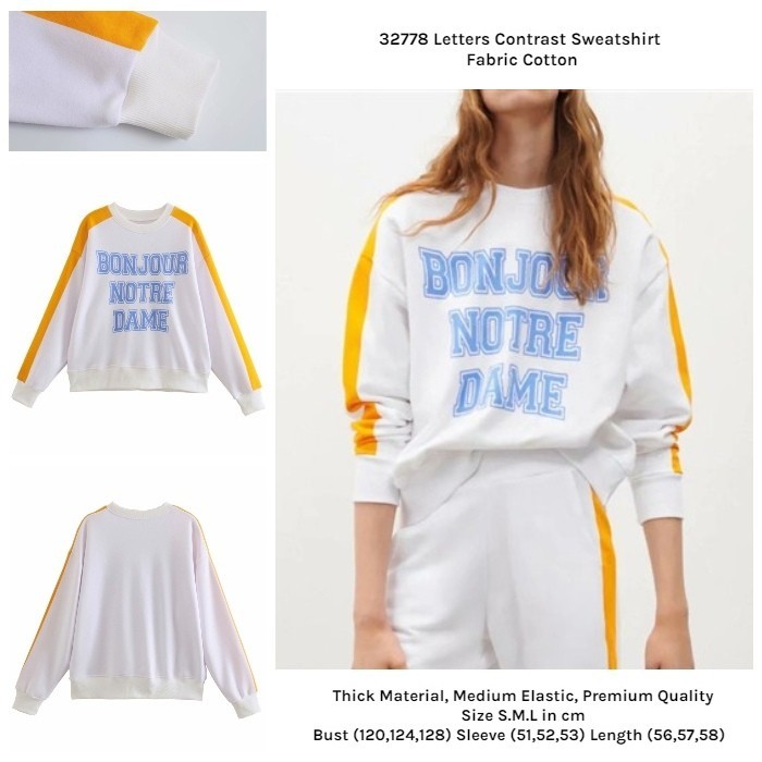 Sweater Putih Wanita Lengan Panjang Sweatshirt Oversize