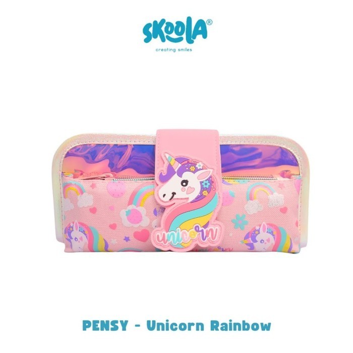 

Best- Skoola Tempat Pensil Lipat 3 Pencil Case Anak Perempuan Lucu - Pensy - UNICORN RAINBOW