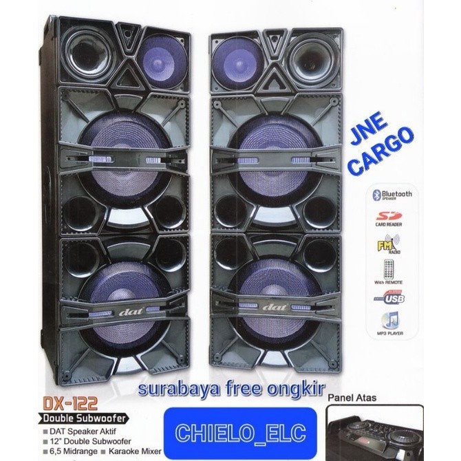 BIG SALE SPEAKER DAT DX 122  DX122 ( VIA JNE CARGO ) DAT DX122 DOUBLE SUBWOOFER, SPEAKER BLUETOOTH O