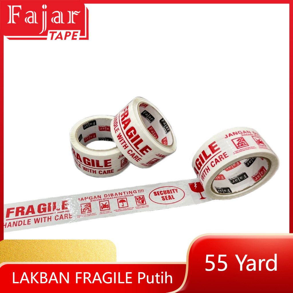 

Lakban Fragile / Tahan Banting / Putih / White / 48 mm x 55 Yard (Full Meter)