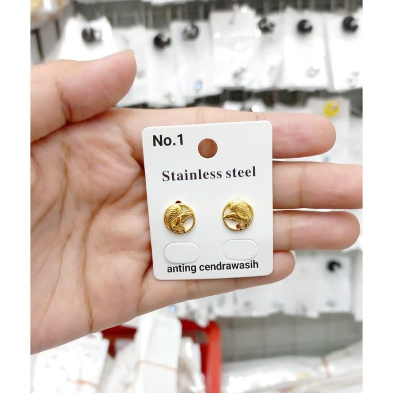 ANTING TUSUK TITANIUM CENDRAWASIH WARNA EMAS_ANTING TUSUK CENDRAWASIH GOLD ELEGAN