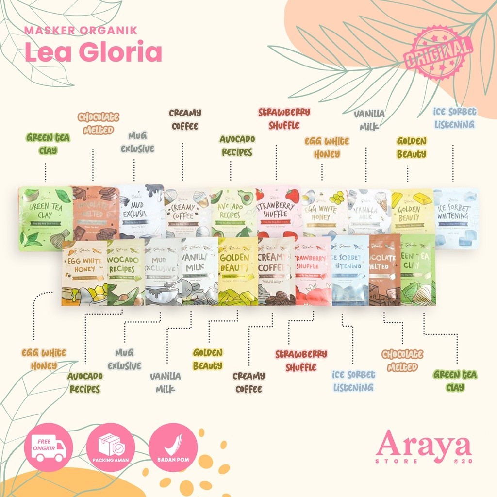 10GR (BELI 8, GRATIS SPATULA) [BISA DROPSHIP RESI] BPOM 10gr MASKER LEA GLORIA KEMASAN BARU TRAVEL S