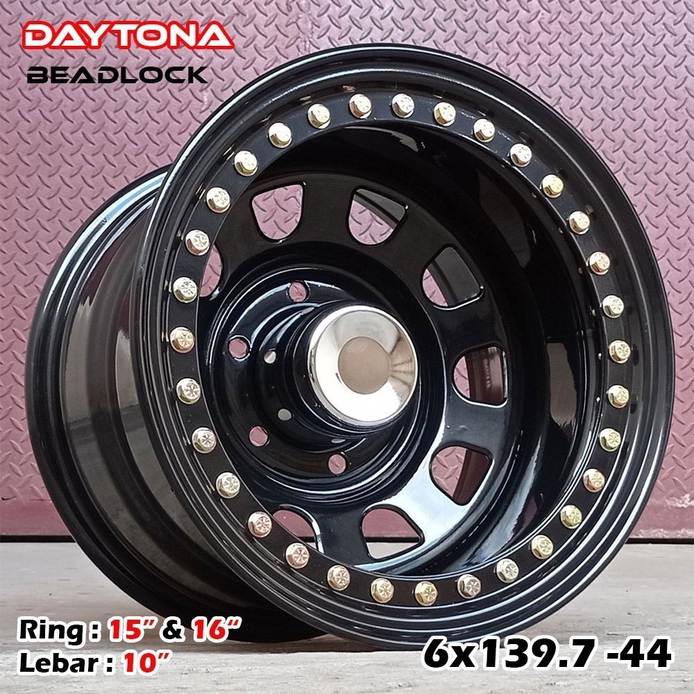 Velg Mobil Besi Ori DAYTONA BEADLOCK Offroad Baut 6x139.7 Ring 15-16 Lebar 10