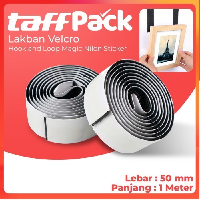 

Lakban Velcro Hook and Loop Magic Nilon Sticker 1m 50 mm - - Black