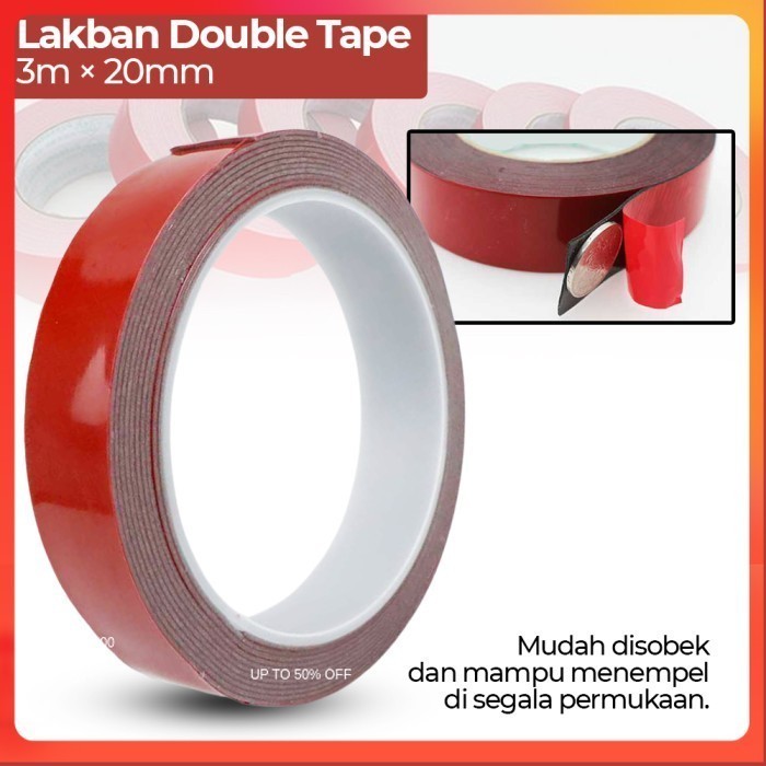 

Lakban Selotip Double Tape Strong Heavy Duty 1 PCS 3m x 20mm - Red
