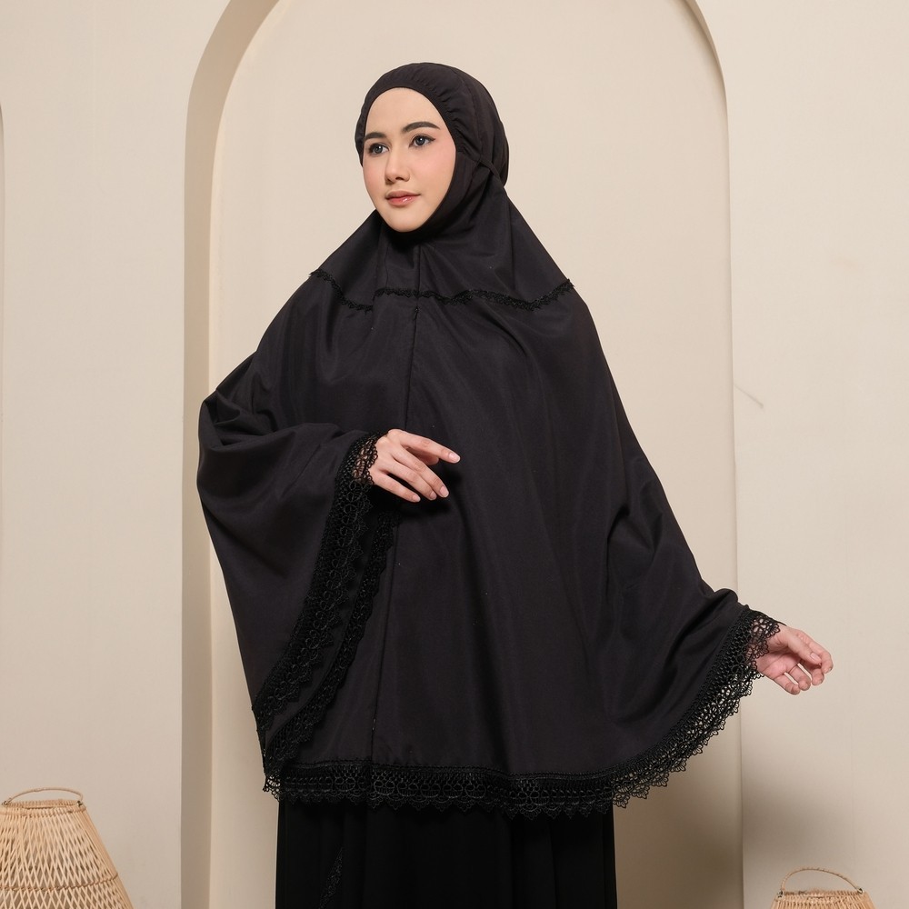 Bergo Umroh Haji Premium Saku Anti Copet Bordir Jumbo WARNA HITAM ( NAVISA Produsen Tasik )