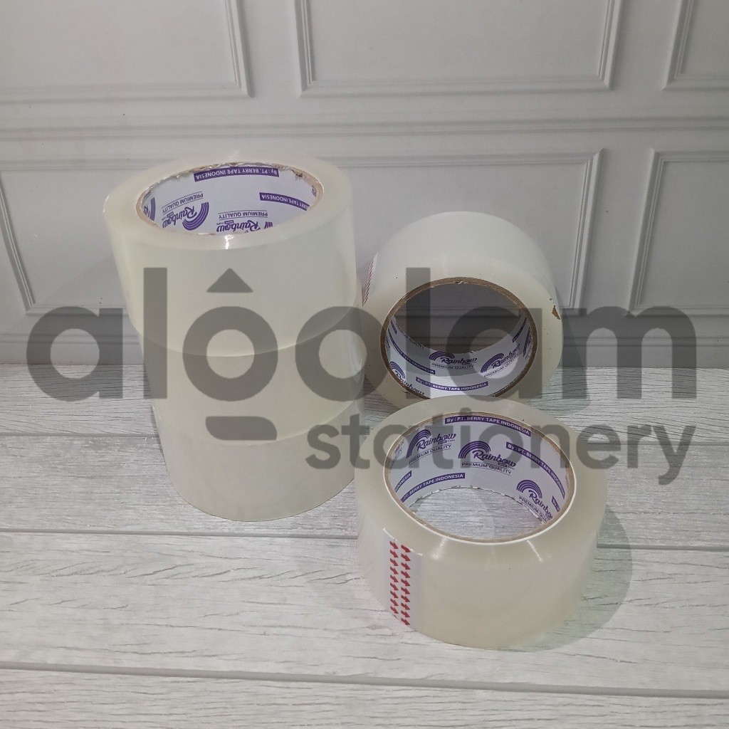 

SATUAN ( 1 PCS ) Lakban Bening Coklat Besar 48mm x 100y Rainbow / Isolasi OPP Bening Coklat Rainbow