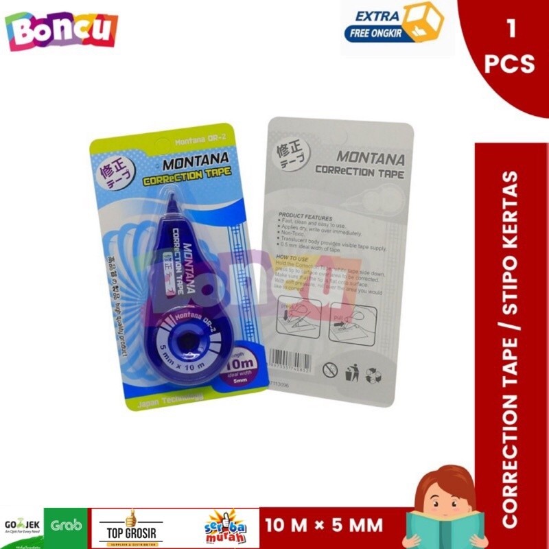 

[ 1 PCS ] BONCU MONTANA Correction Tape / Pita Koreksi Montana OR-2 / stipo kertas / stipo kertas 10 meter murah Best Seller