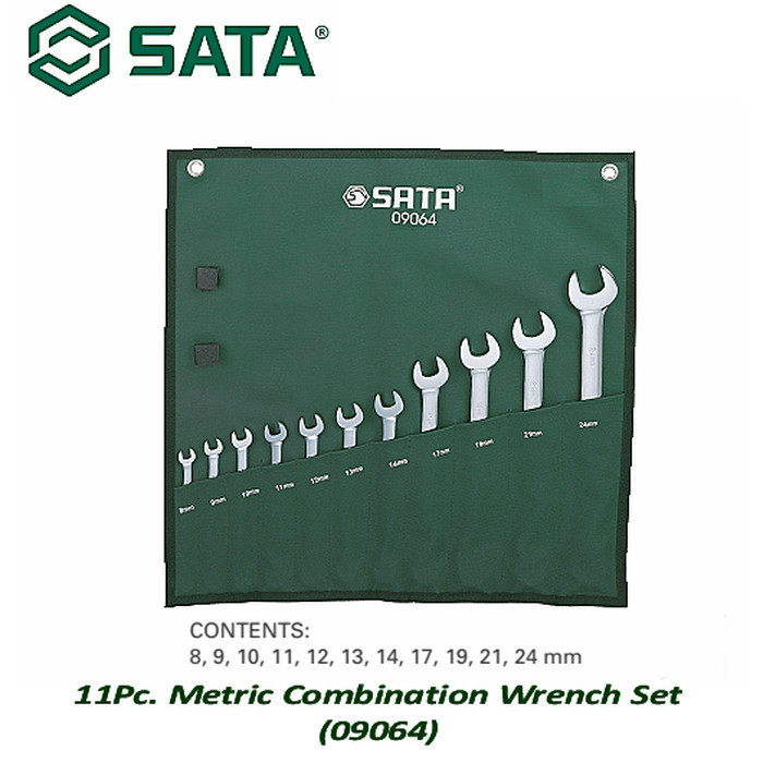 SATA Kunci Ring Pas Set 11 pcs 09064 SATA Combination Wrench Set Metric