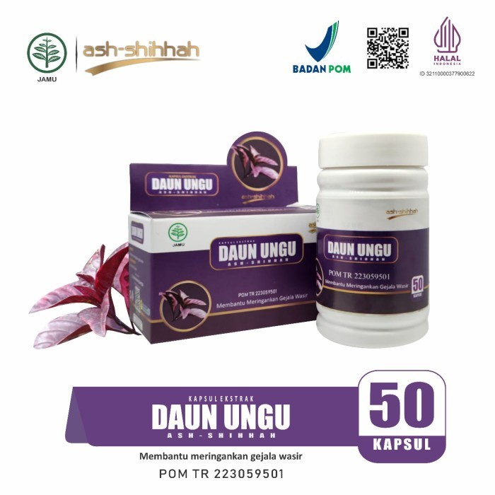 Kapsul Daun Ungu Ambeien Obat Wasir Ambien 50 kapsul ash shihhah