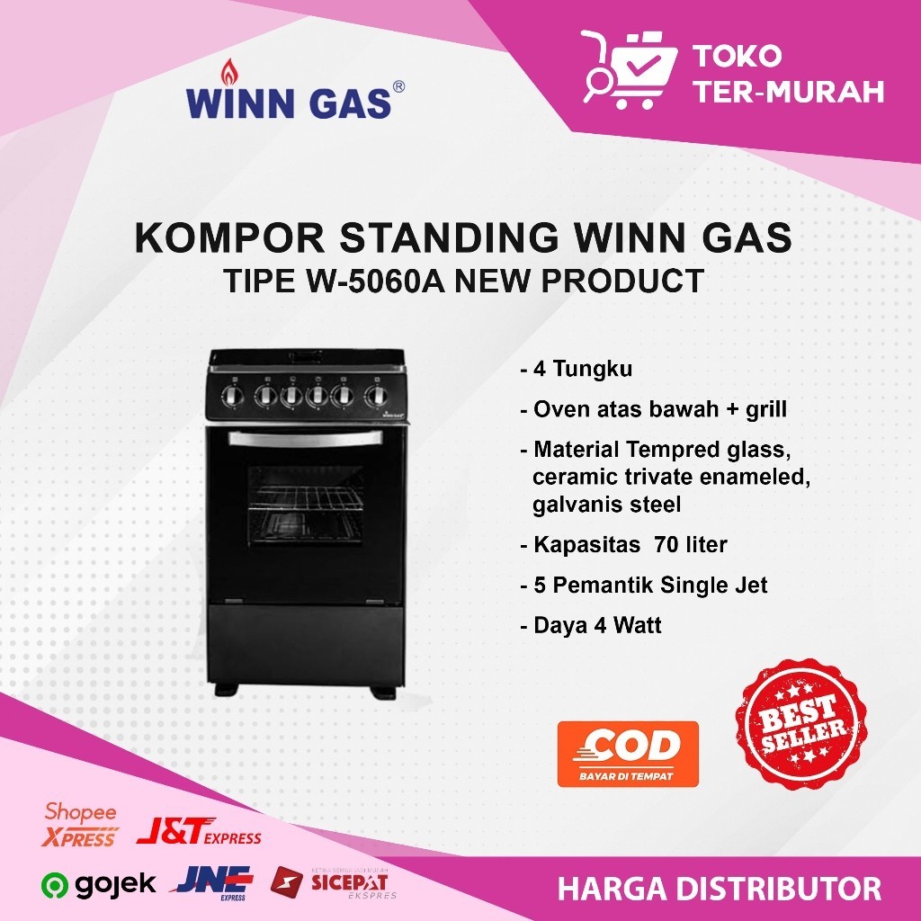 KOMPOR STANDING W-5060A NEW PRODUCT KOMPOR OVEN WINN GAS W 506 A KOMPOR OVEN 4 TUNGKU WINN GAS W 506