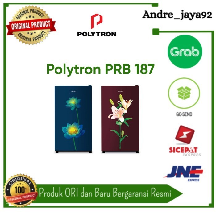 KULKAS POLYTRON 1 PINTU PRB 187 LB / PRB-187LB 180L 100% ORI