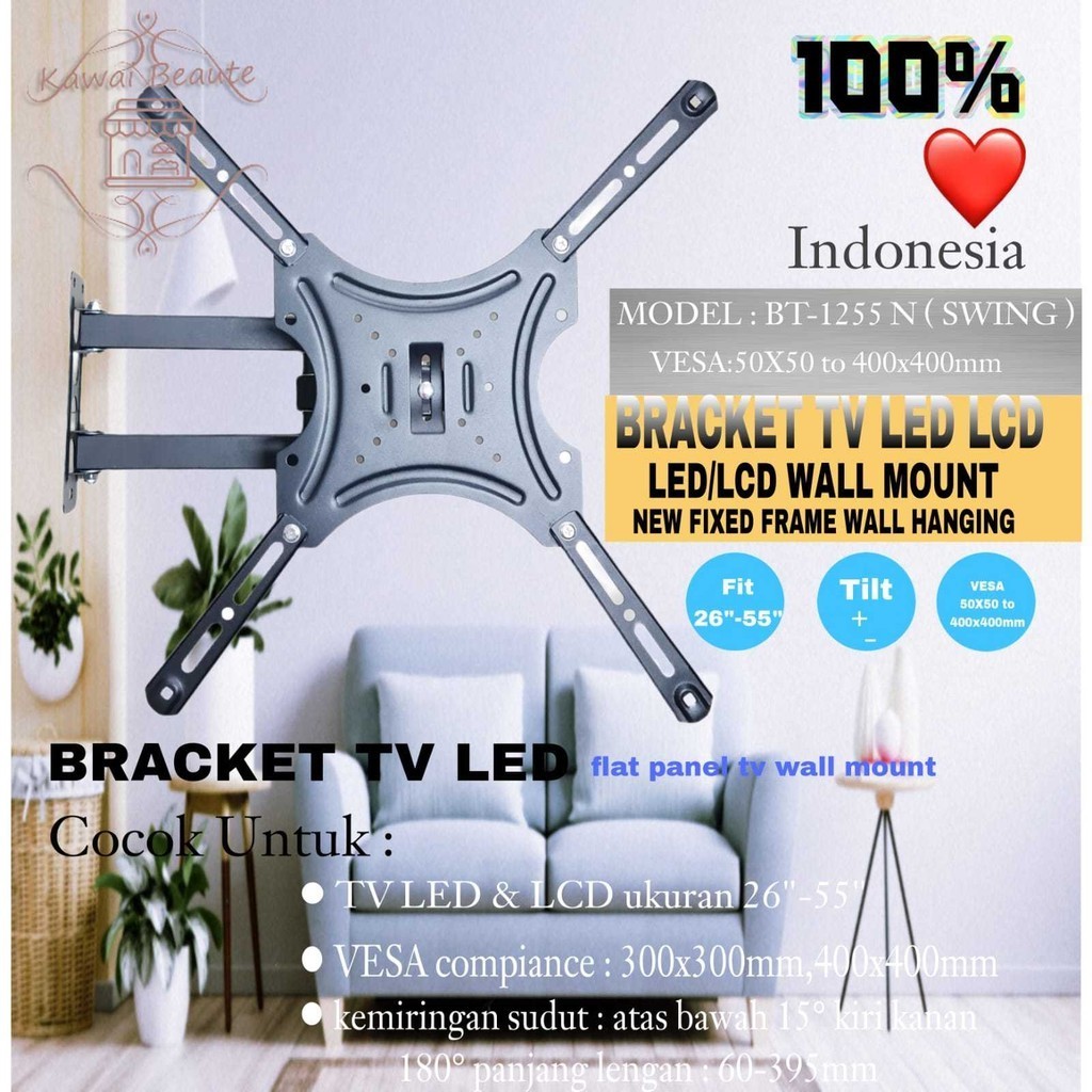 Bracket TV LED LCD Belalai Jumbo 26" - 55" TRM / Bracket TV LED LCD Maju Mundur / Bracket TV 26"~ 55