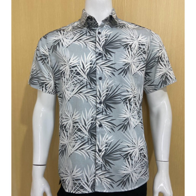 Kemeja pria  RICARDO motif printing ABU lengan pendek 32410