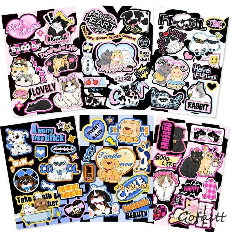COD  stiker hewan lucu  stiker DIY buku pegangan gaya keren yang manis Stiker retro Amerika-G