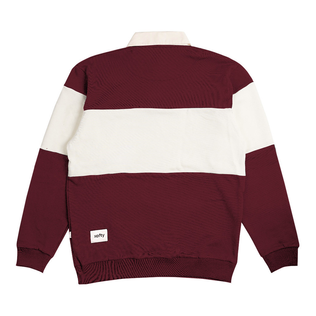 90u Xofty Sweater Rugby Regular Fit Pria Dan Wanita Salvia Maroon