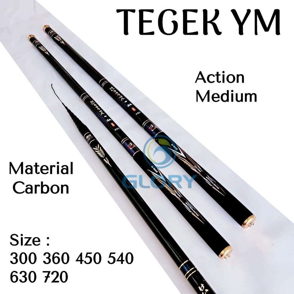 Joran Tegek YM 300 360 450 540 630 720 Ruas Panjang Bahan Carbon Action Medium Tongkat Pancing Tegeg