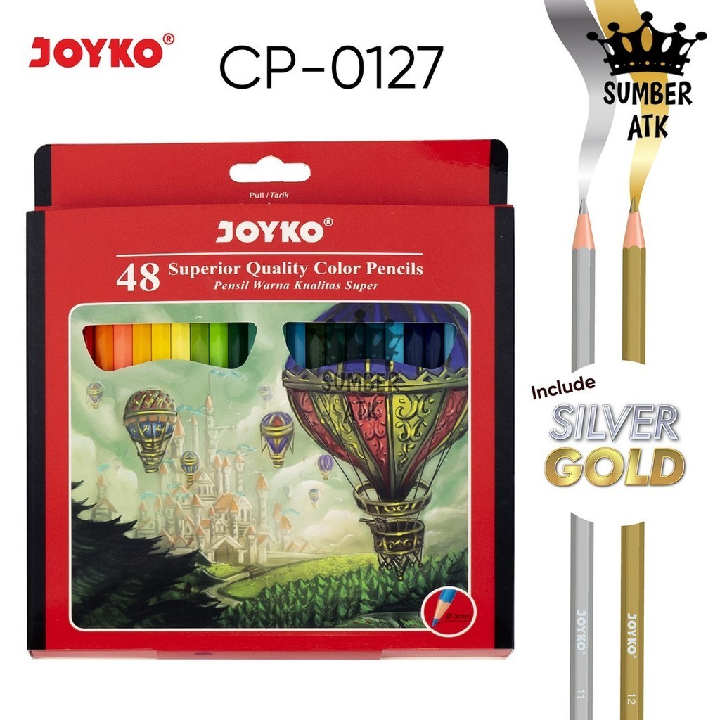 

Joyko Pensil Warna 48 WARNA CP-0127 Superior Quality Color Pencils Hexagonal Grip