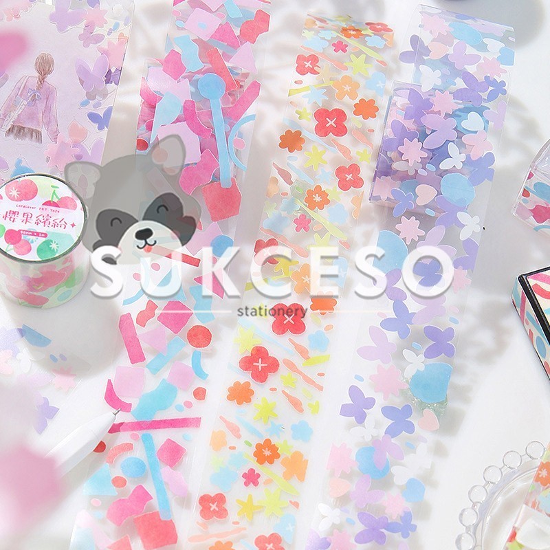 

Masking Tape Colored Glass Fantasy /Isolasi PET Transparan Pastel 40mm