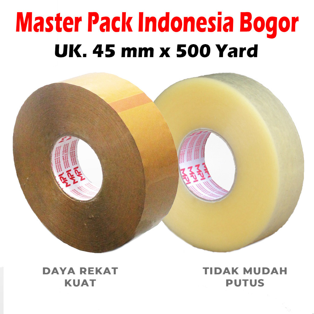 

Lakban Bening - Lakban Coklat JUMBO MPI 45 mm x 500 yard / Lakban Packing MPI - Master Pack Indonesia Bandung
