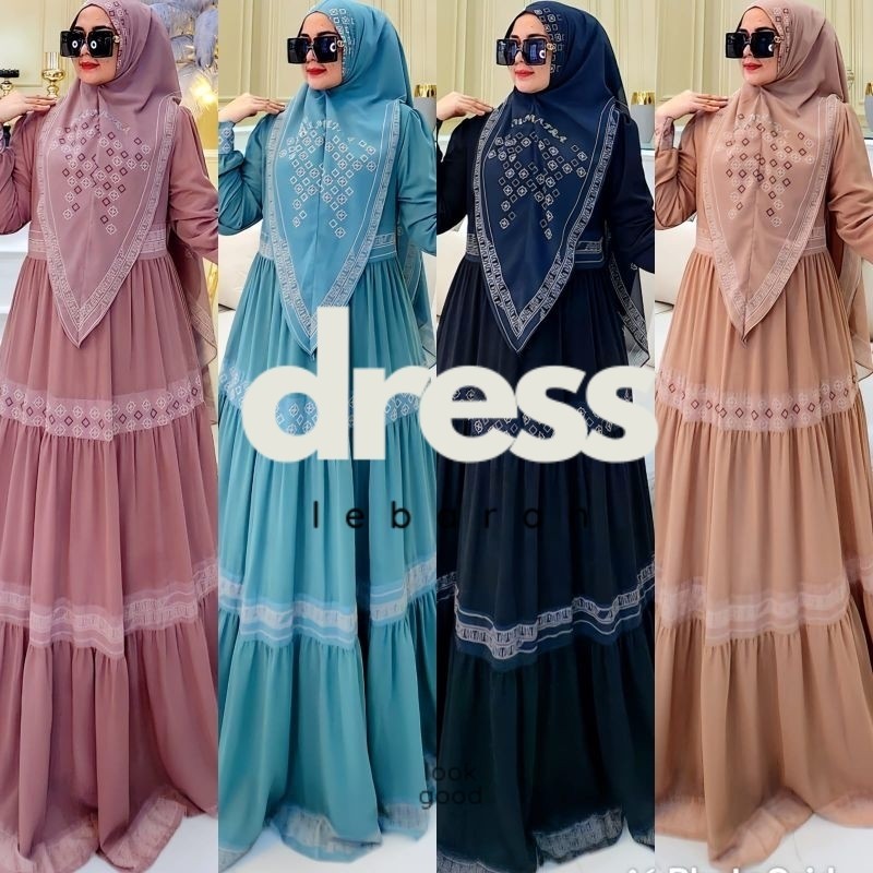 KAVINA SERIES BY HUMAIRA DMECCA syari Branded Gamis Branded Dress set Khimar Ceruty Printing Premium