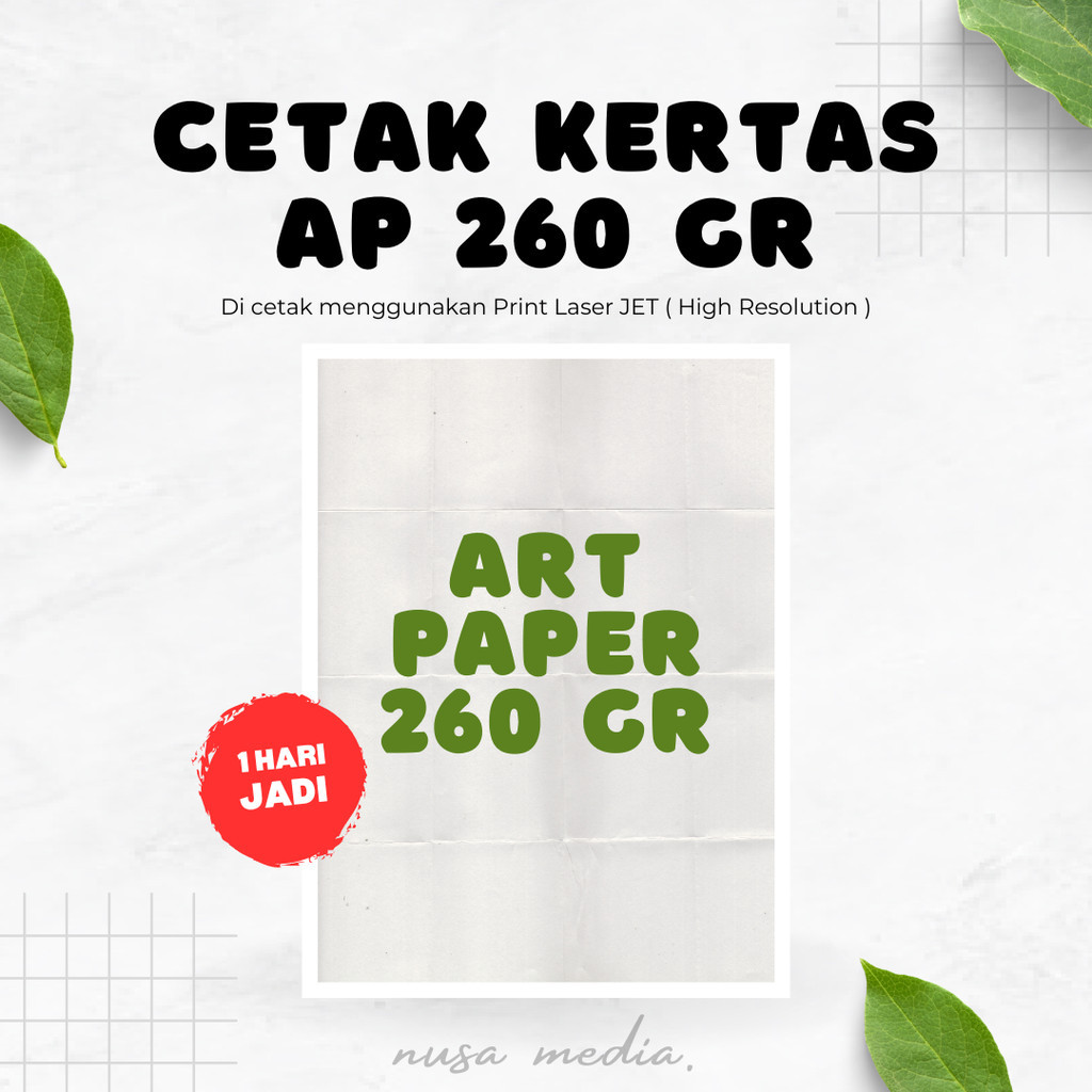 

1 HARI JADI PROMO MURAH CETAK ART PAPER 260 gr A3+ High Resolution