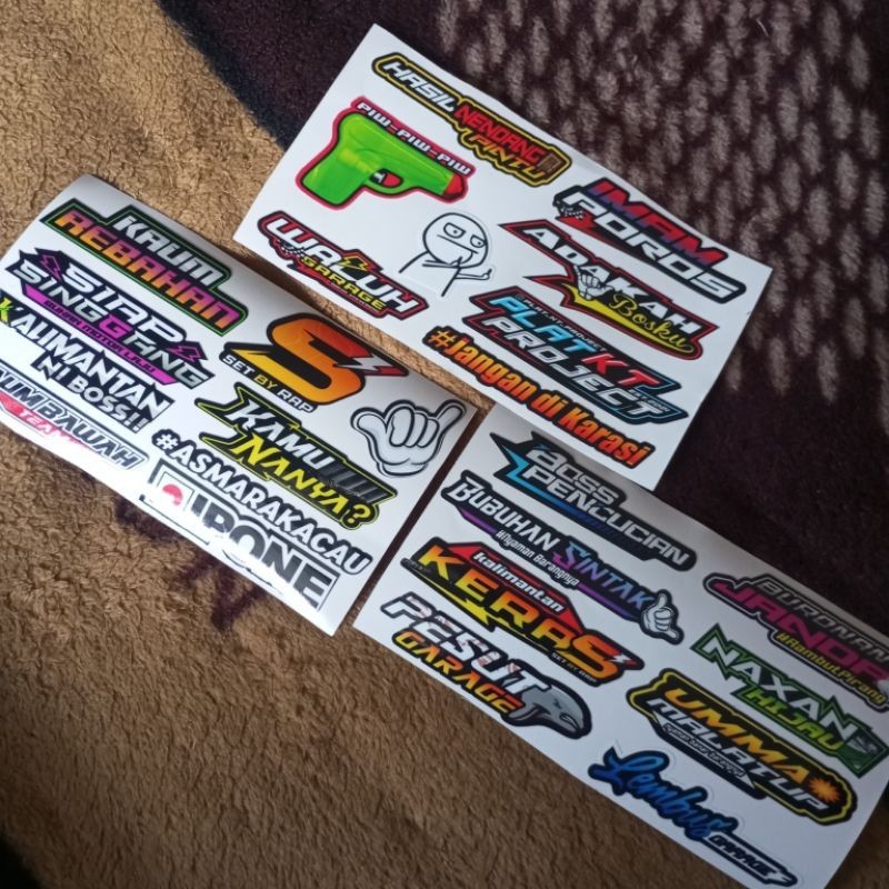 Stiker Paketan pack terviral plat kt helm sepeda motor isi 3 paket