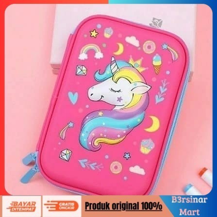

[[KUALITAS TERBAIK]] Tempat pensil anak TK/SD Kotak Pensil 3D Unicorn Karakter kado Ultah Kepala PinkF COD