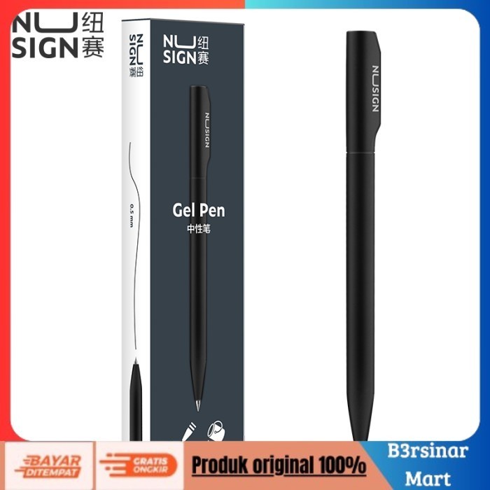 

[[KUALITAS TERBAIK]] Deli Nusign Gel Pen/Pulpen Gel Putar 0.5mm Tinta Hitam Bahan ABS NS552 Abuabu COD