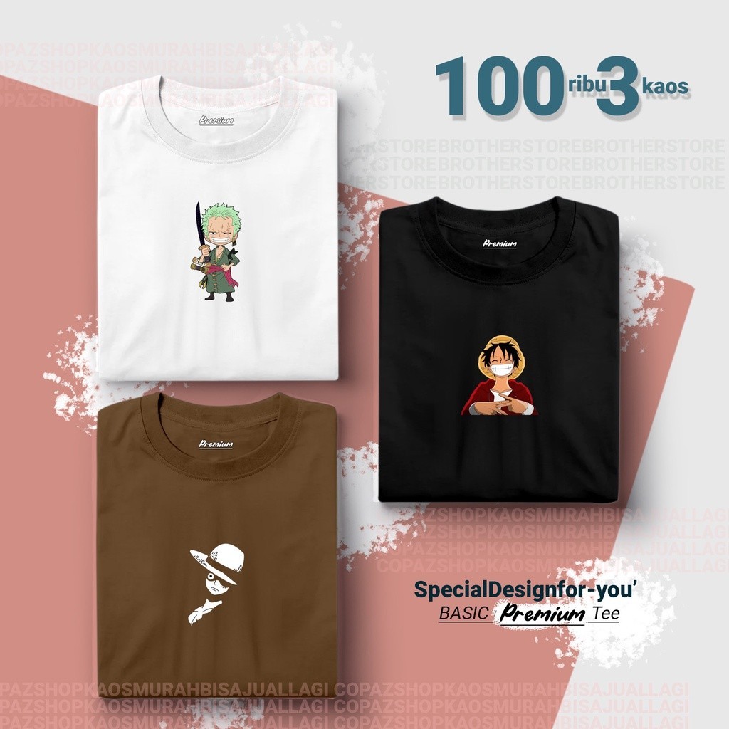 Kaos Distro Pria Wanita PREMIUM  Kaos 100 3 Pcs  PAKET USAHA  Anime one