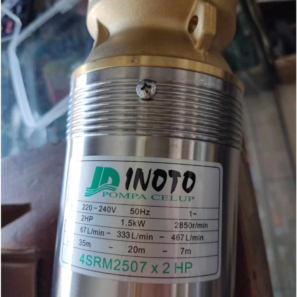 Pompa Submersible Inoto Casing Sumur 4" tenaga 2 HP 25 kubik 7 kipas INOTO INOTO 4 SRM 2507 output 2