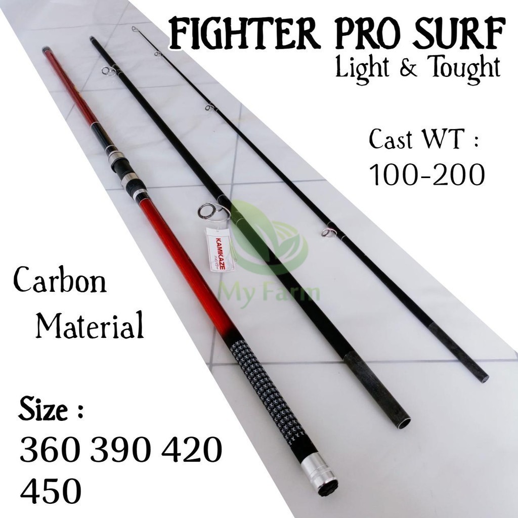 Kamikaze Figter Pro Surf II & Biasa 390 420 Joran Pasiran Sambung 3 Tongkat Pancing Buat  Pinggiran 