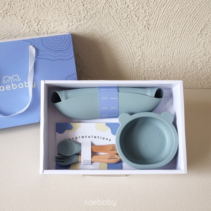 

(NEW) -SAE - Hampers Bayi Feeding Set Silicone, Kado Lahiran Bayi - LILLA BEAR BLUE