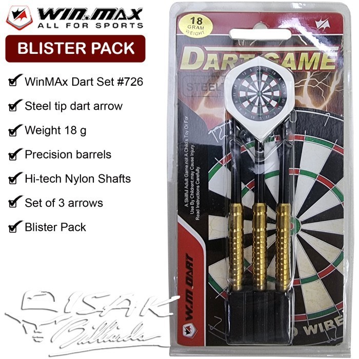 WinMax Steel Tip Dart Arrow - 726 Blister Pack Panah Jarum Papan Darts