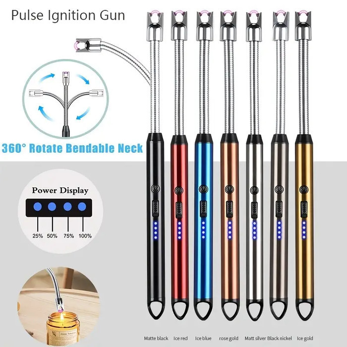 Pematik Pemantik Korek Api Torch Kompor Gas Elektrik Listrik Charge USB Recharge Tahan Angin Outdoor Portable ARC BBQ Lighter Elastis