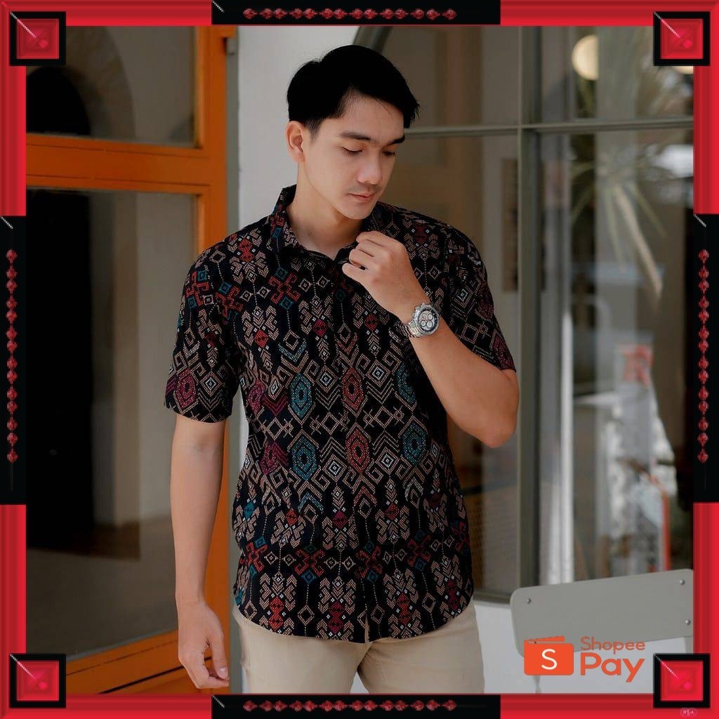 [PREMIUM ORIGINAL] CREDOMENSTORE Kemeja Batik Pria Lengan Pendek Cowok Premium Slimfit Modern Songke
