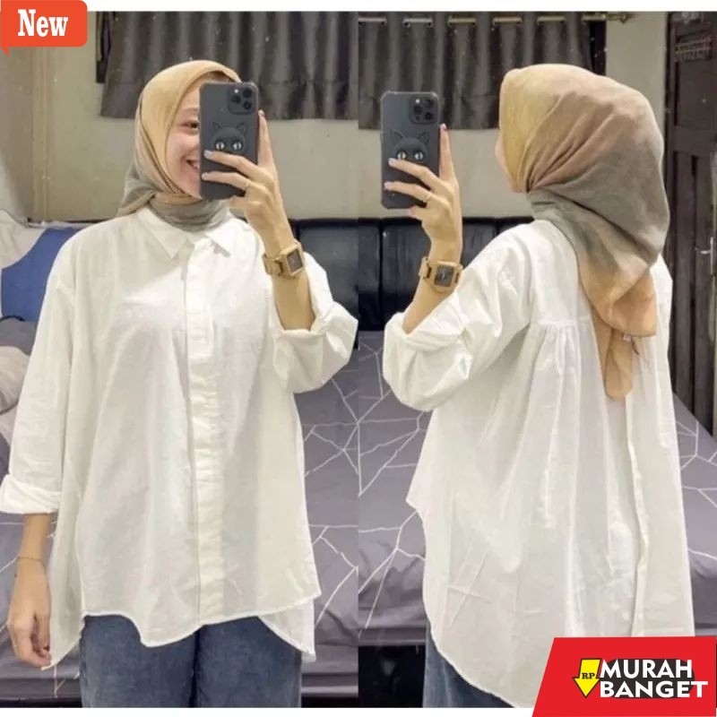 Atasan Wanita Kekinian Baju Atasan Blouse Wanita Rika//Hanna Baju Lengan Panjang Variasi Kancing Bel