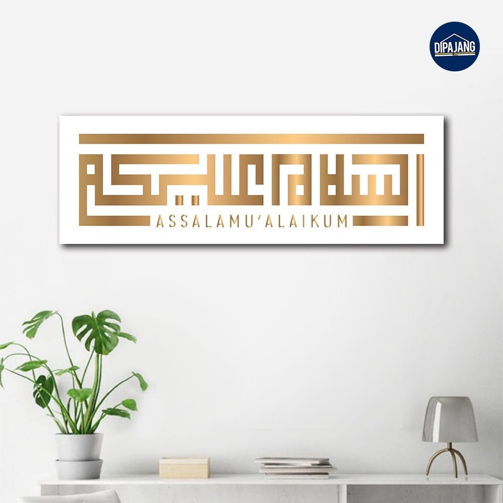 DipajangID Pajangan Kaligrafi Geometris Assalamualaikum 20x60 - KS043 Hiasan Dinding Besar Dekorasi 