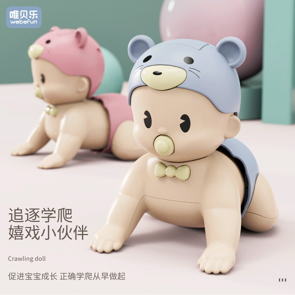 Mainan Boneka Merangkak Bayi Mainan Belajar untuk Merangkak Boneka Bayi Merangkak Elektrik Bernyanyi